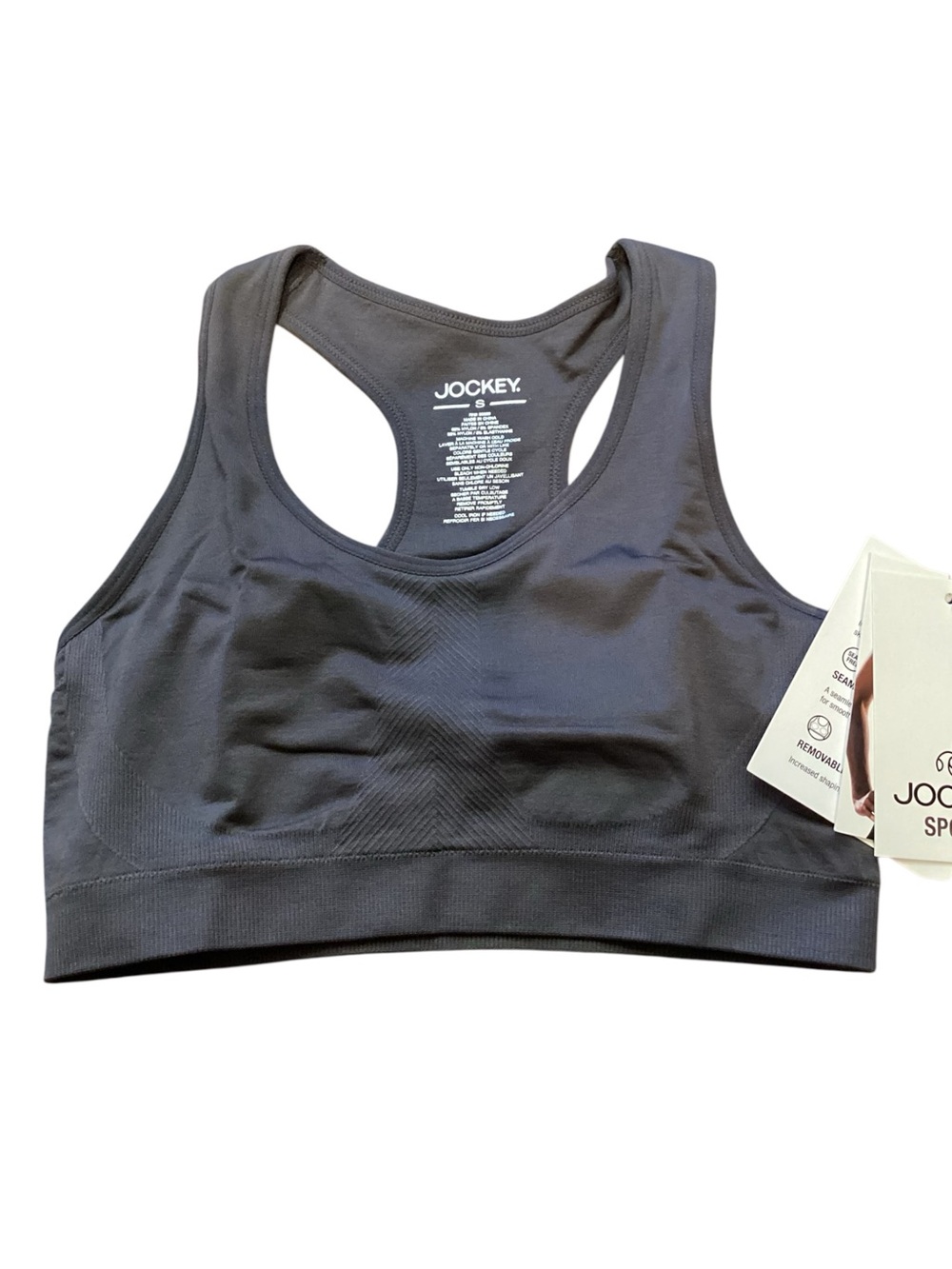 Jockey Seamless Medium Impact Sports Bra JK6997 Charcoal Size Small NEW